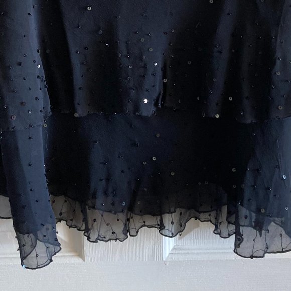 Spenser Jeremy Black Silk Camisole Layered Top with Sequence - EUC - Picture 2 of 5